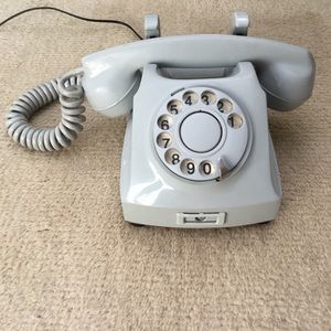 Vintage European grey Norwegian Oslo rotary phone c 1940. Working order for US.